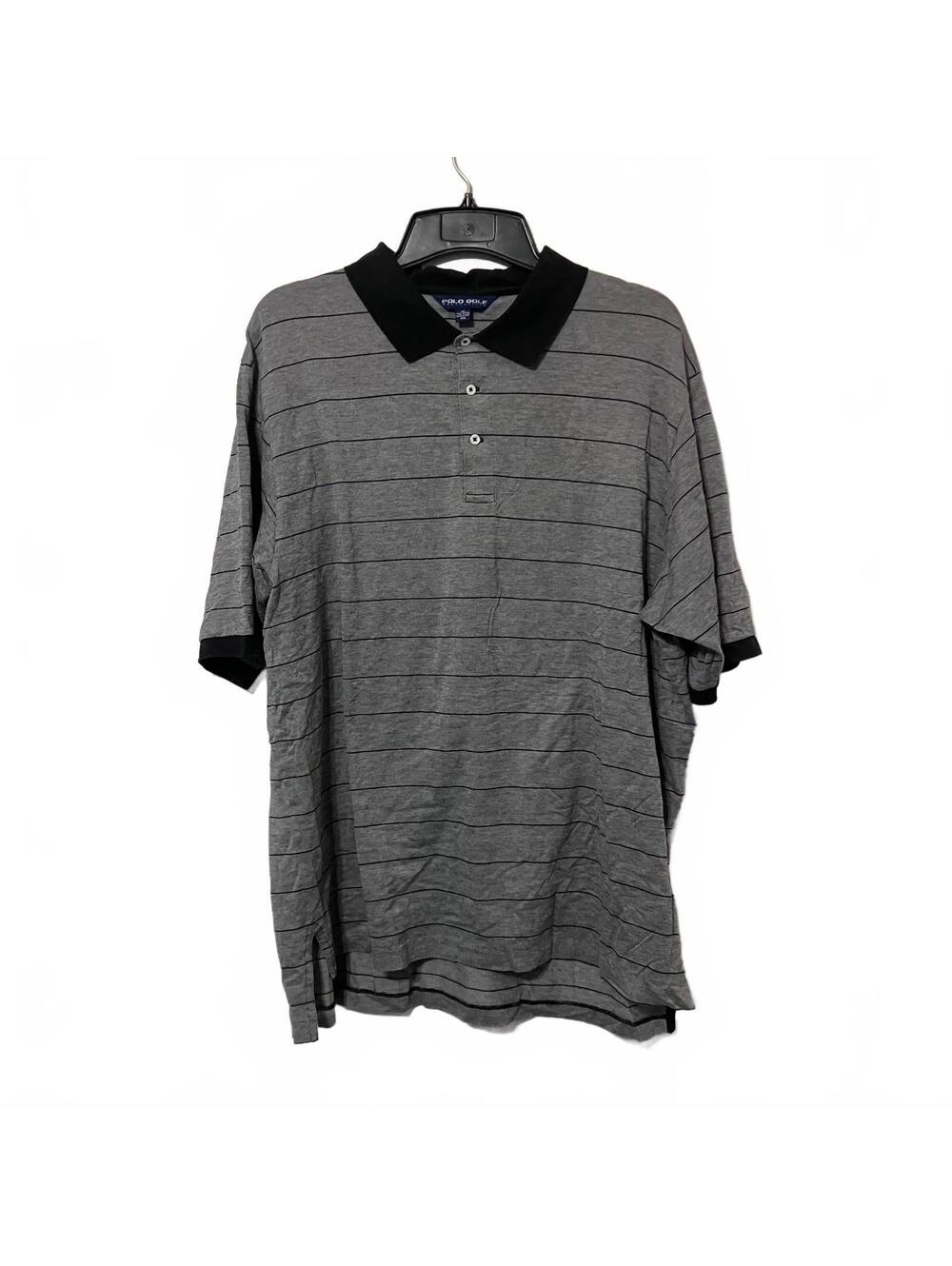 Ralph Lauren Polo Golf Preppy Pima Cotton Gray Striped Polo Shirt Men's XXL